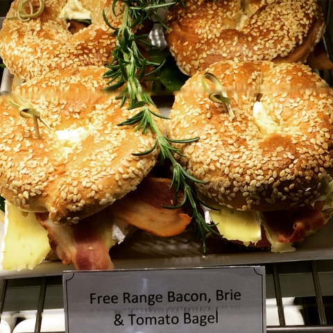 Delicious bacon and brie bagels